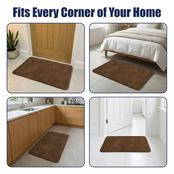 Muddy Mat® CloudStep Bathroom Rugs, Non Slip Bath Mats for Bathroom, Super Absorbent Memory Foam Chenille, Quick Dry Machine Washable Thick Toilet Rug for Shower Tub and Floor