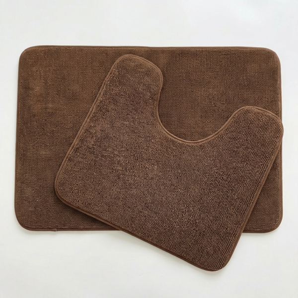 Muddy Mat® CloudStep Bathroom Rugs 2 Piece Set, Non Slip Bath Mats for Bathroom, Absorbent Memory Foam Chenille, Machine Washable Quick Dry Toilet Rug Set, 20"x30" + 20"x20" U-Shaped