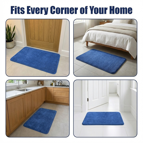 Muddy Mat® CloudStep Bathroom Rugs 2 Piece Set, Non Slip Bath Mats for Bathroom, Absorbent Memory Foam Chenille, Machine Washable Quick Dry Toilet Rug Set, 20"x30" + 20"x20" U-Shaped