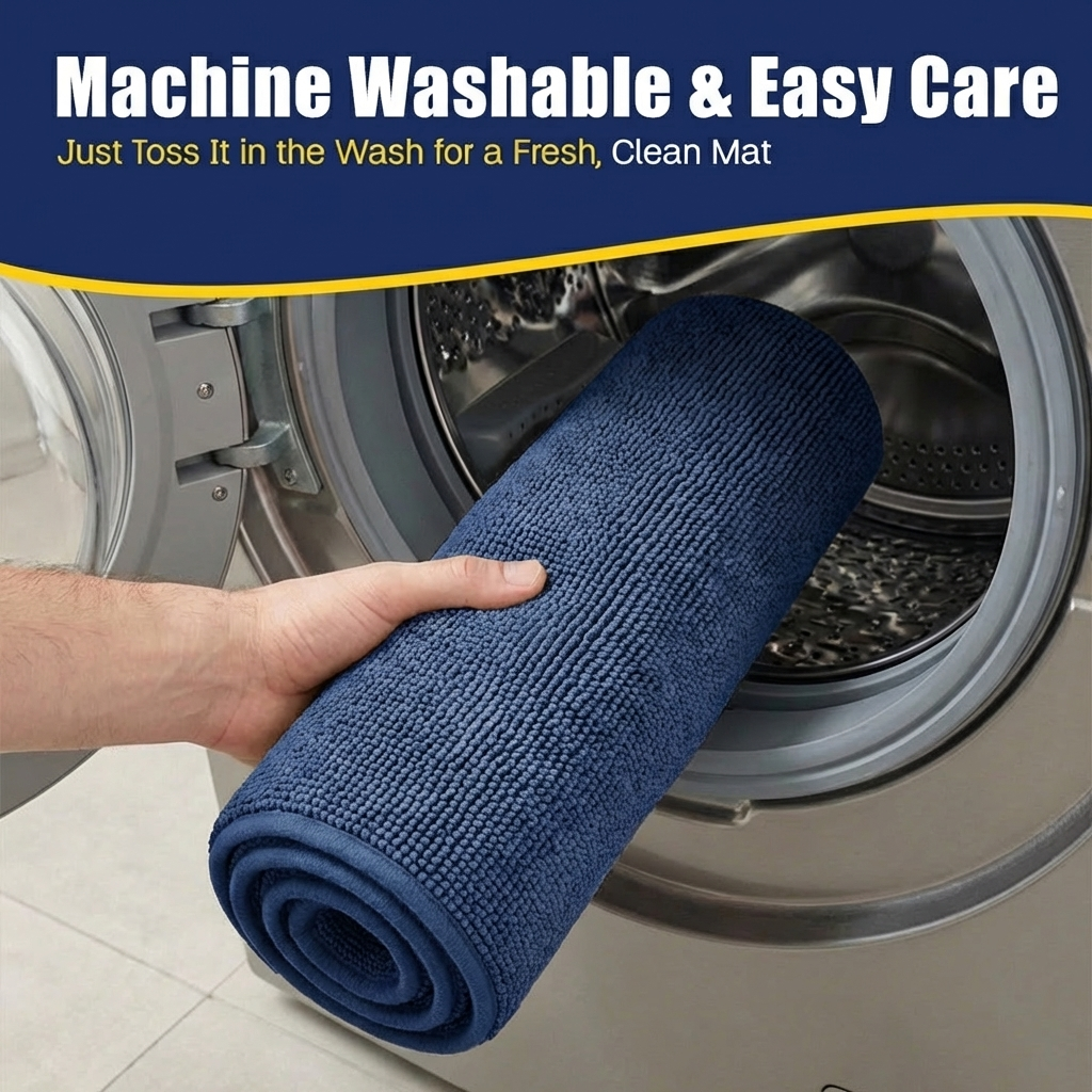 Muddy Mat® CloudStep Bathroom Rugs 2 Piece Set, Non Slip Bath Mats for Bathroom, Absorbent Memory Foam Chenille, Machine Washable Quick Dry Toilet Rug Set, 20"x30" + 20"x20" U-Shaped