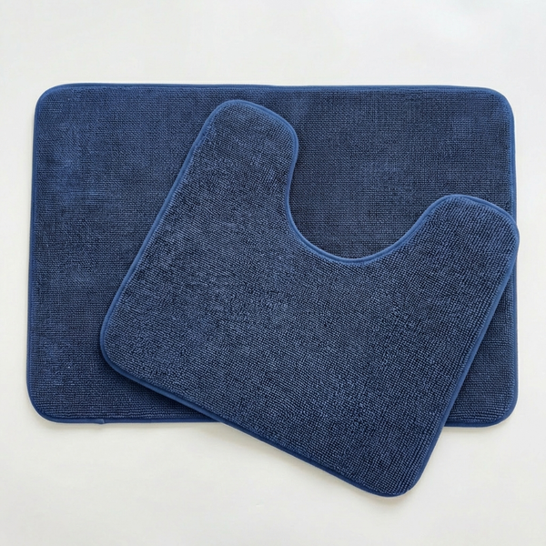 Muddy Mat® CloudStep Bathroom Rugs 2 Piece Set, Non Slip Bath Mats for Bathroom, Absorbent Memory Foam Chenille, Machine Washable Quick Dry Toilet Rug Set, 20"x30" + 20"x20" U-Shaped