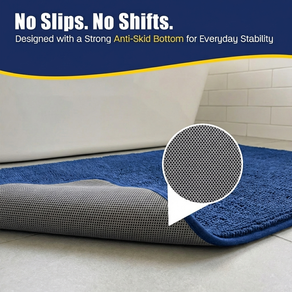 Muddy Mat® CloudStep Bathroom Rugs, Non Slip Bath Mats for Bathroom, Super Absorbent Memory Foam Chenille, Quick Dry Machine Washable Thick Toilet Rug for Shower Tub and Floor