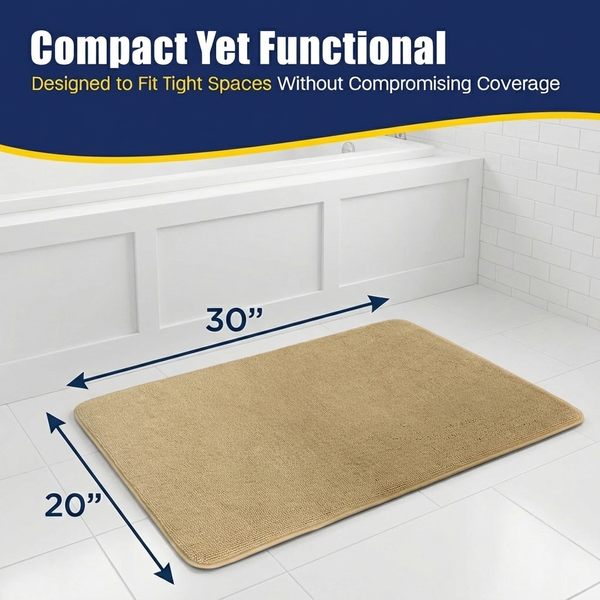 Muddy Mat® CloudStep Bathroom Rugs, Non Slip Bath Mats for Bathroom, Super Absorbent Memory Foam Chenille, Quick Dry Machine Washable Thick Toilet Rug for Shower Tub and Floor