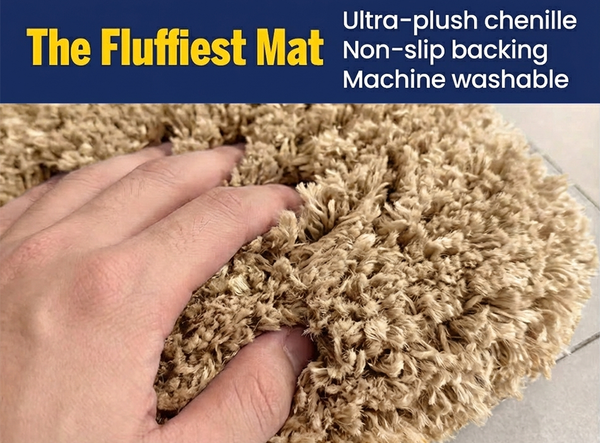 Muddy Mat® Fluffy Bathroom Rugs 2 Piece Set, Soft Absorbent Microfiber Bath Mats, Non Slip, Quick Dry, Machine Washable for Floor, Tub, Shower & Toilet, 20"x30" + 20"x20" U-Shaped