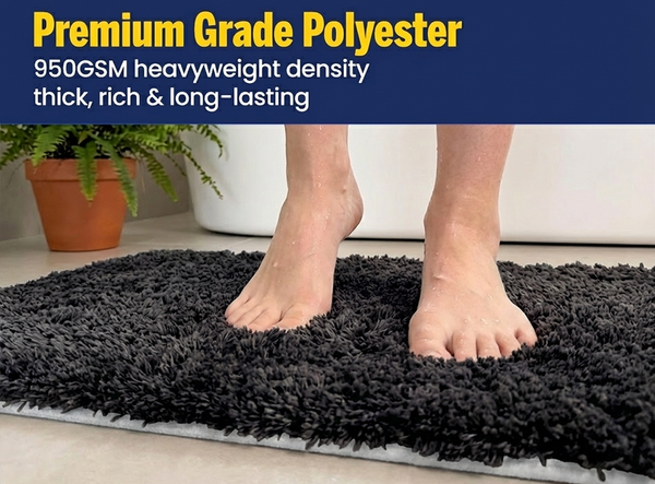 Muddy Mat® Fluffy Bathroom Rug, Soft Absorbent Microfiber Bath Mat, Non Slip, Quick Dry, Machine Washable for Bathroom Floor, Tub, Shower, Toilet and Sink
