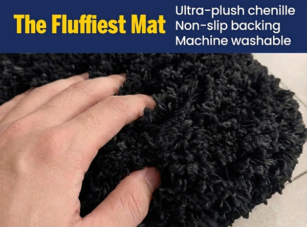Muddy Mat® Fluffy Bathroom Rugs 2 Piece Set, Soft Absorbent Microfiber Bath Mats, Non Slip, Quick Dry, Machine Washable for Floor, Tub, Shower & Toilet, 20"x30" + 20"x20" U-Shaped