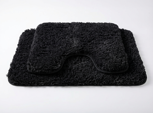 Muddy Mat® Fluffy Bathroom Rugs 2 Piece Set, Soft Absorbent Microfiber Bath Mats, Non Slip, Quick Dry, Machine Washable for Floor, Tub, Shower & Toilet, 20"x30" + 20"x20" U-Shaped