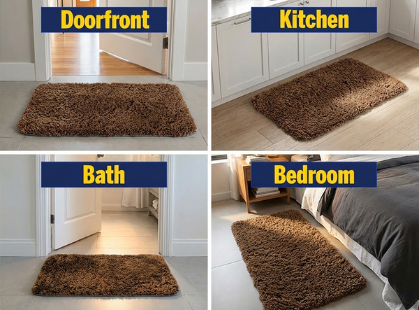 Muddy Mat® Fluffy Bathroom Rugs 2 Piece Set, Soft Absorbent Microfiber Bath Mats, Non Slip, Quick Dry, Machine Washable for Floor, Tub, Shower & Toilet, 20"x30" + 20"x20" U-Shaped