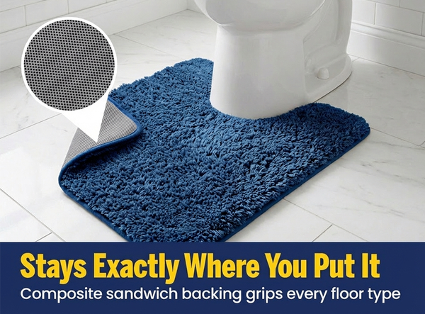 Muddy Mat® Fluffy Bathroom Rugs 2 Piece Set, Soft Absorbent Microfiber Bath Mats, Non Slip, Quick Dry, Machine Washable for Floor, Tub, Shower & Toilet, 20"x30" + 20"x20" U-Shaped