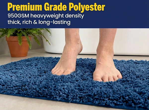 Muddy Mat® Fluffy Bathroom Rugs 2 Piece Set, Soft Absorbent Microfiber Bath Mats, Non Slip, Quick Dry, Machine Washable for Floor, Tub, Shower & Toilet, 20"x30" + 20"x20" U-Shaped