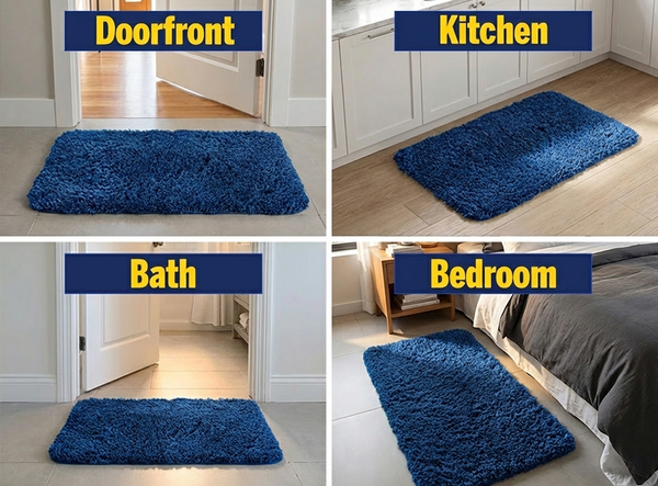 Muddy Mat® Fluffy Bathroom Rugs 2 Piece Set, Soft Absorbent Microfiber Bath Mats, Non Slip, Quick Dry, Machine Washable for Floor, Tub, Shower & Toilet, 20"x30" + 20"x20" U-Shaped