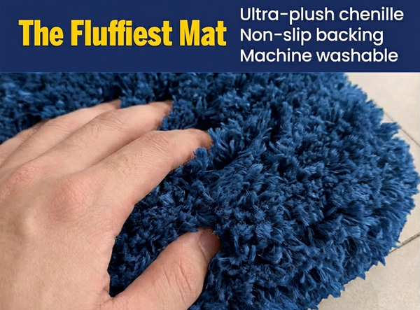 Muddy Mat® Fluffy Bathroom Rugs 2 Piece Set, Soft Absorbent Microfiber Bath Mats, Non Slip, Quick Dry, Machine Washable for Floor, Tub, Shower & Toilet, 20"x30" + 20"x20" U-Shaped