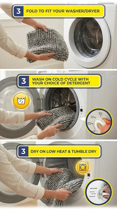 Finally, a bath mat you can toss in the wash
no stress, no damage