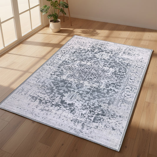 Muddy Mat® Frostbell Washable Area Rugs for Living Room, Bedroom & Dining Room – Modern Soft Low Pile Non Slip Carpet – Pet Friendly Waterproof Foldable Rugs for Home
