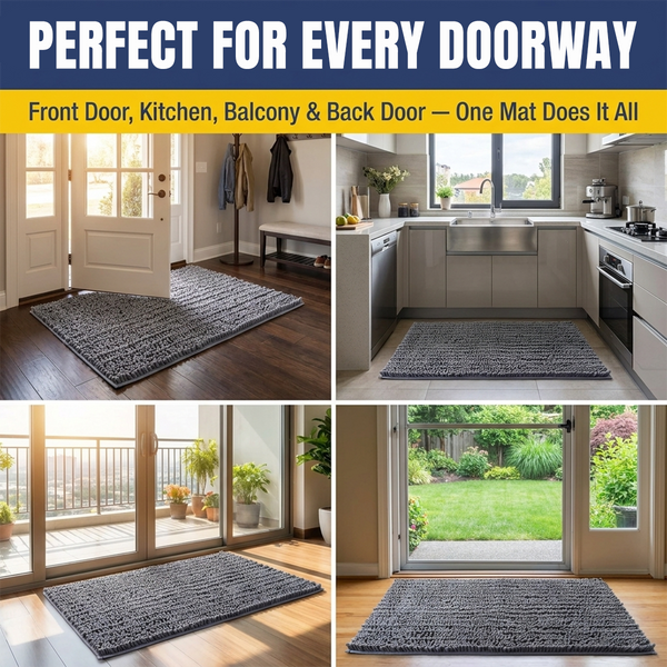 Muddy Mat® MudMax Dog Door Mat for Muddy Paws – Ultra Water Absorbing Mat Chenille Muddy Carpet® Soaks 5X Water, Microfiber Quick Dry, Slip Resistant Machine Washable Indoor Mat