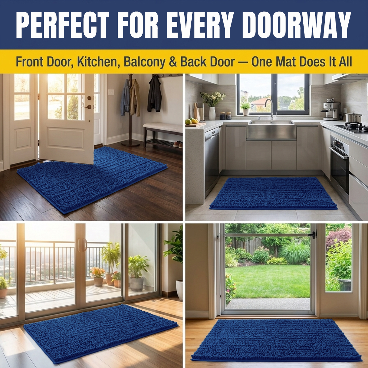 Muddy Mat® MudMax Dog Door Mat for Muddy Paws – Ultra Water Absorbing Mat Chenille Muddy Carpet® Soaks 5X Water, Microfiber Quick Dry, Slip Resistant Machine Washable Indoor Mat