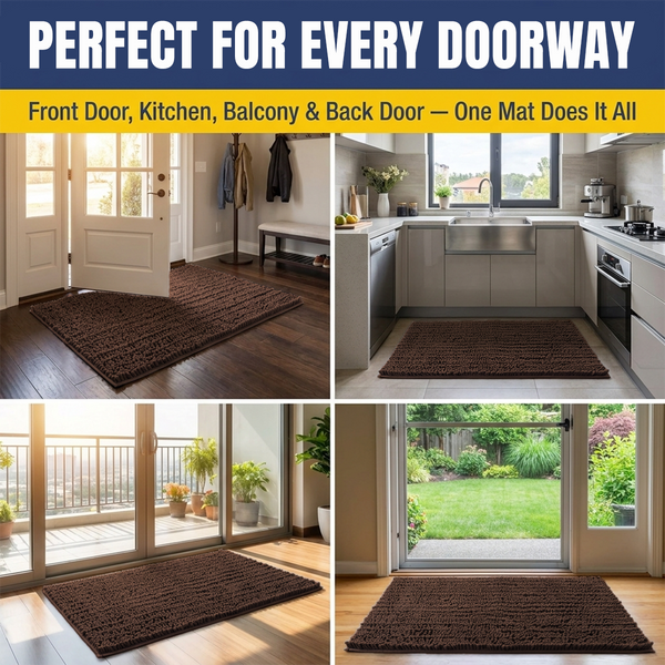 Muddy Mat® MudMax Dog Door Mat for Muddy Paws – Ultra Water Absorbing Mat Chenille Muddy Carpet® Soaks 5X Water, Microfiber Quick Dry, Slip Resistant Machine Washable Indoor Mat