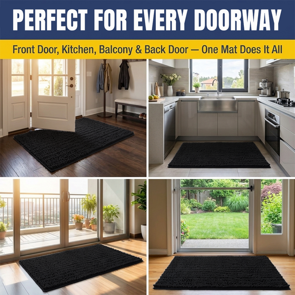 Muddy Mat® MudMax Dog Door Mat for Muddy Paws – Ultra Water Absorbing Mat Chenille Muddy Carpet® Soaks 5X Water, Microfiber Quick Dry, Slip Resistant Machine Washable Indoor Mat